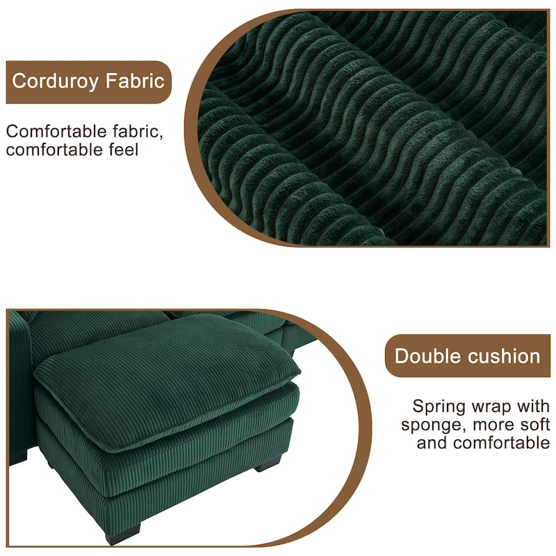118.1'' Luxurious U-Shaped 6-Seat Sofa with Ottoman