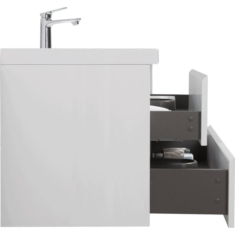 46" Modern Wall-Mounted Floating Bathroom Vanity with Sink, Drawers