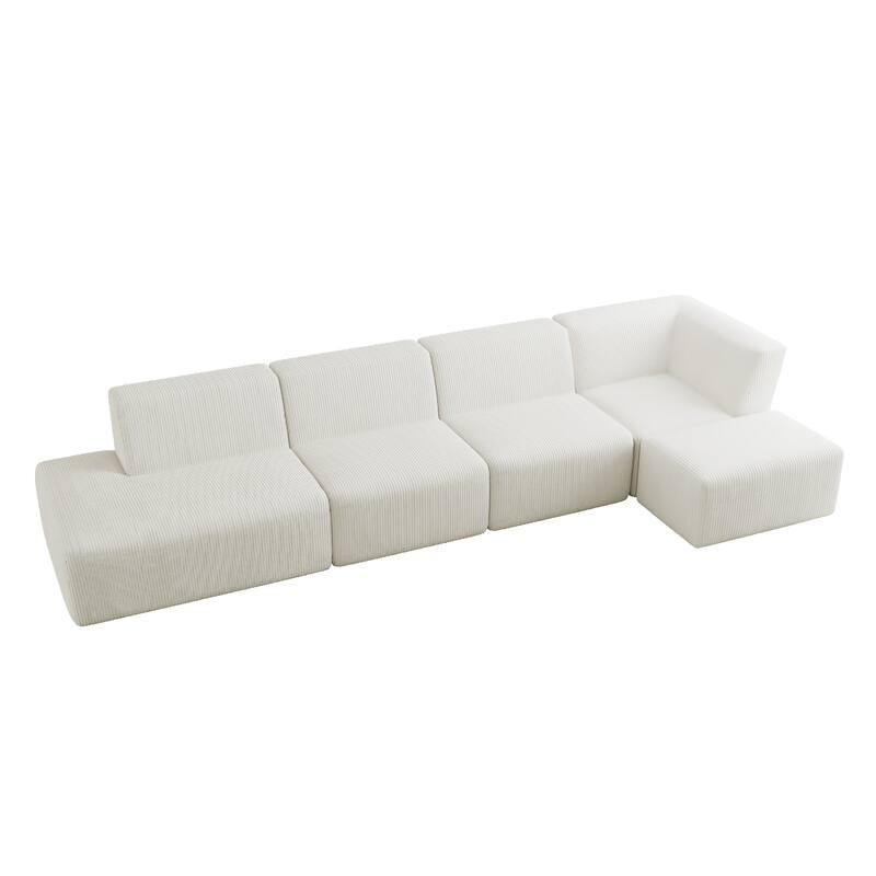Corduroy Fully Sponge Molded Modular Sectional Sofa with Ottoman