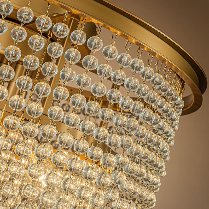 OB - Glam And Elegant 5-Light 18" Cone Shape 3-Tier Glass Chandelier - W 18"