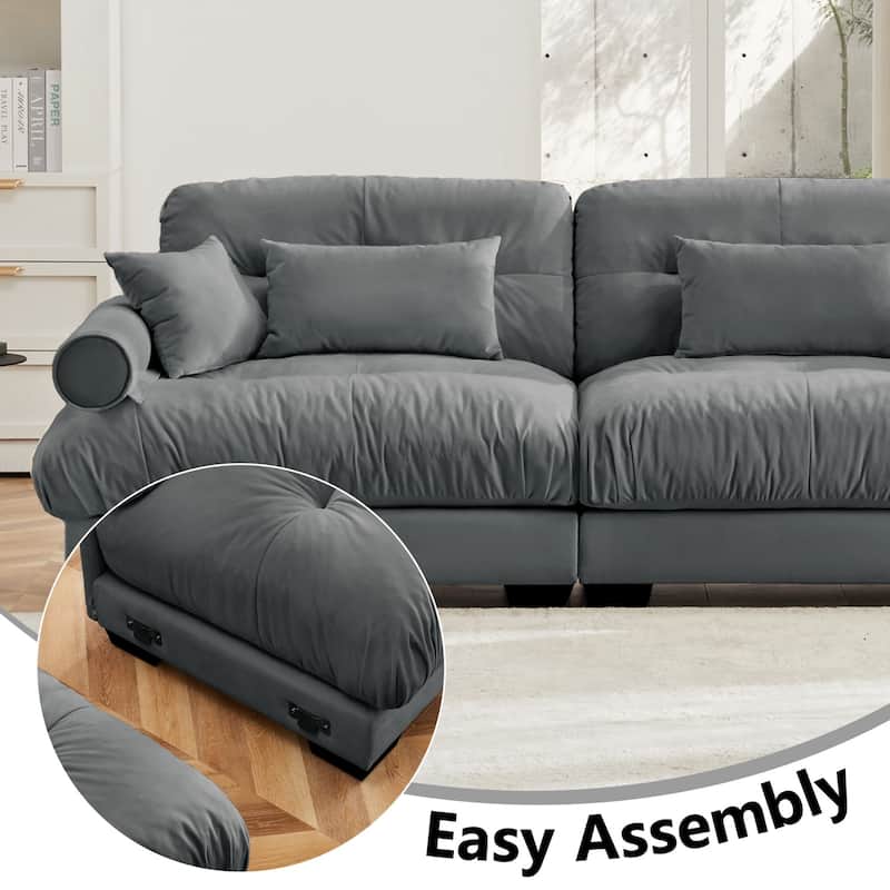 Comfort Convertible Modular Velvet Sectional Sofa Cloud Couch for Living Room