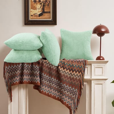 Accent Sherpa Pillow Cover Set of 4 20Inch x 20Inch, NO INSERT