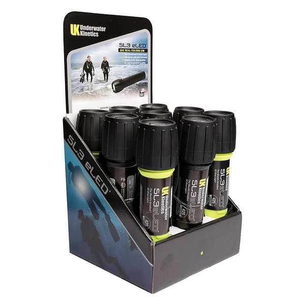 UK SL3 eLED (L2) 9-Pack Display w/Batteries, 5 Safety Yellow/4 Black Dive Ligh - Yellow