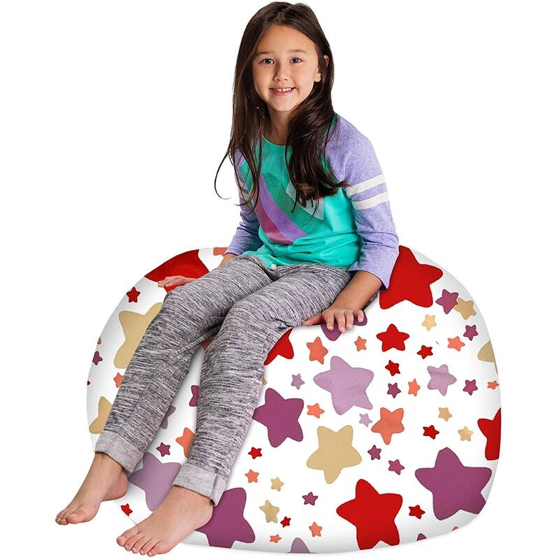 Kids Bean Bag Chair Cover Stuffed Animal Storage or Toy Organizer