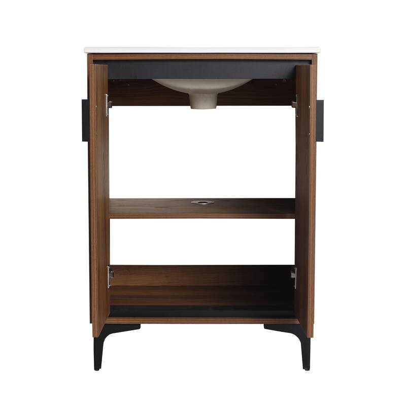BNK 24/30 inch Freestanding Single Sink Bathroom Vanity with Soft Close Door and 1 adjustable shelf