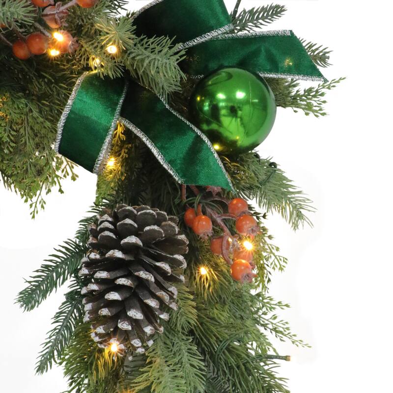 Puleo International 6' x 10" Pre-Lit Battery-Operated Adorned Garland