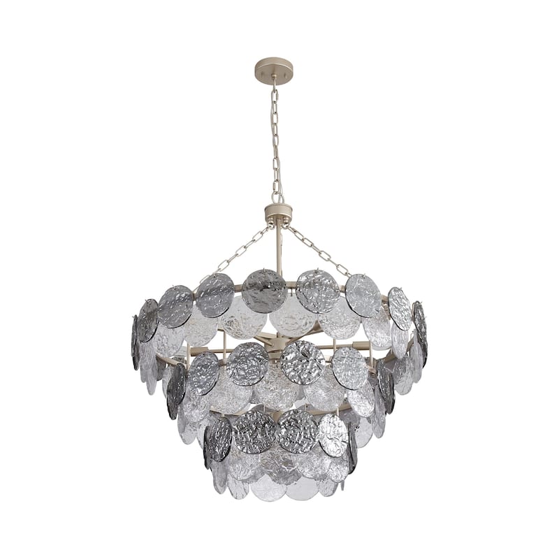Yep by Golden Lighting Cascada 13-light Pendant in Aegean Silver and Smoke Plated Glass - Gold