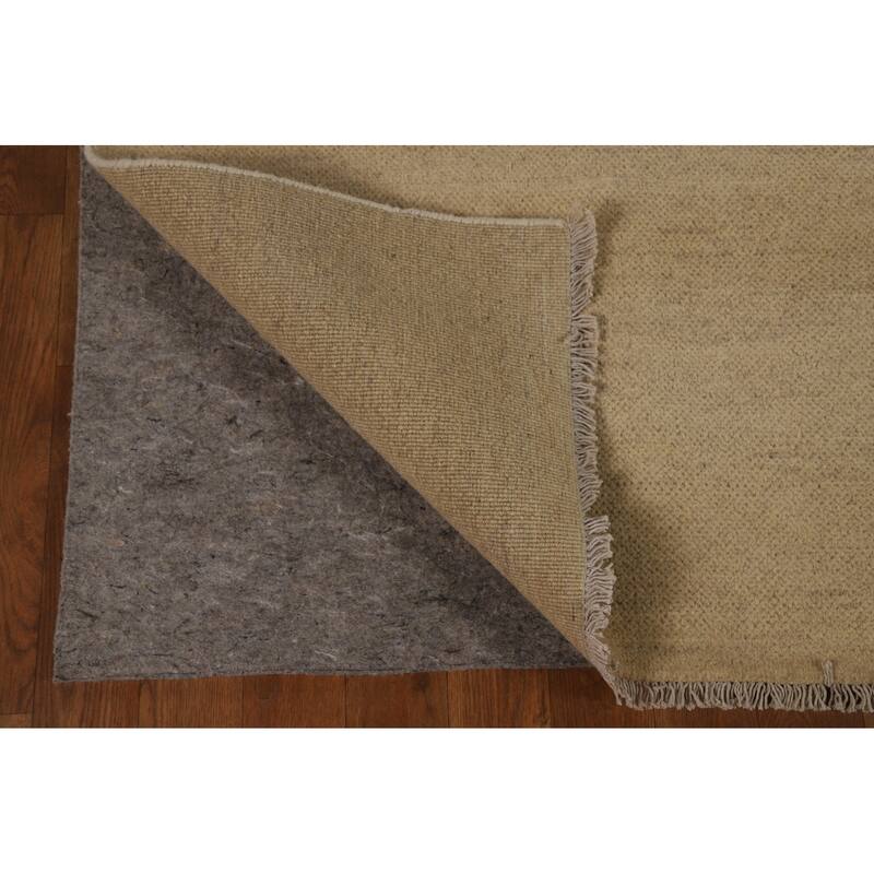 Modern Gabbeh Oriental Area Rug Handmade Solid Yellow Wool Carpet - 6'5" x 9'3"