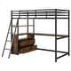 preview thumbnail 6 of 11, Twin Size Metal&Wood Loft Bed Frame with Desk, Shelves & 2 Big Built-in Drawers, LED Light and USB Charging Station for Bedroom