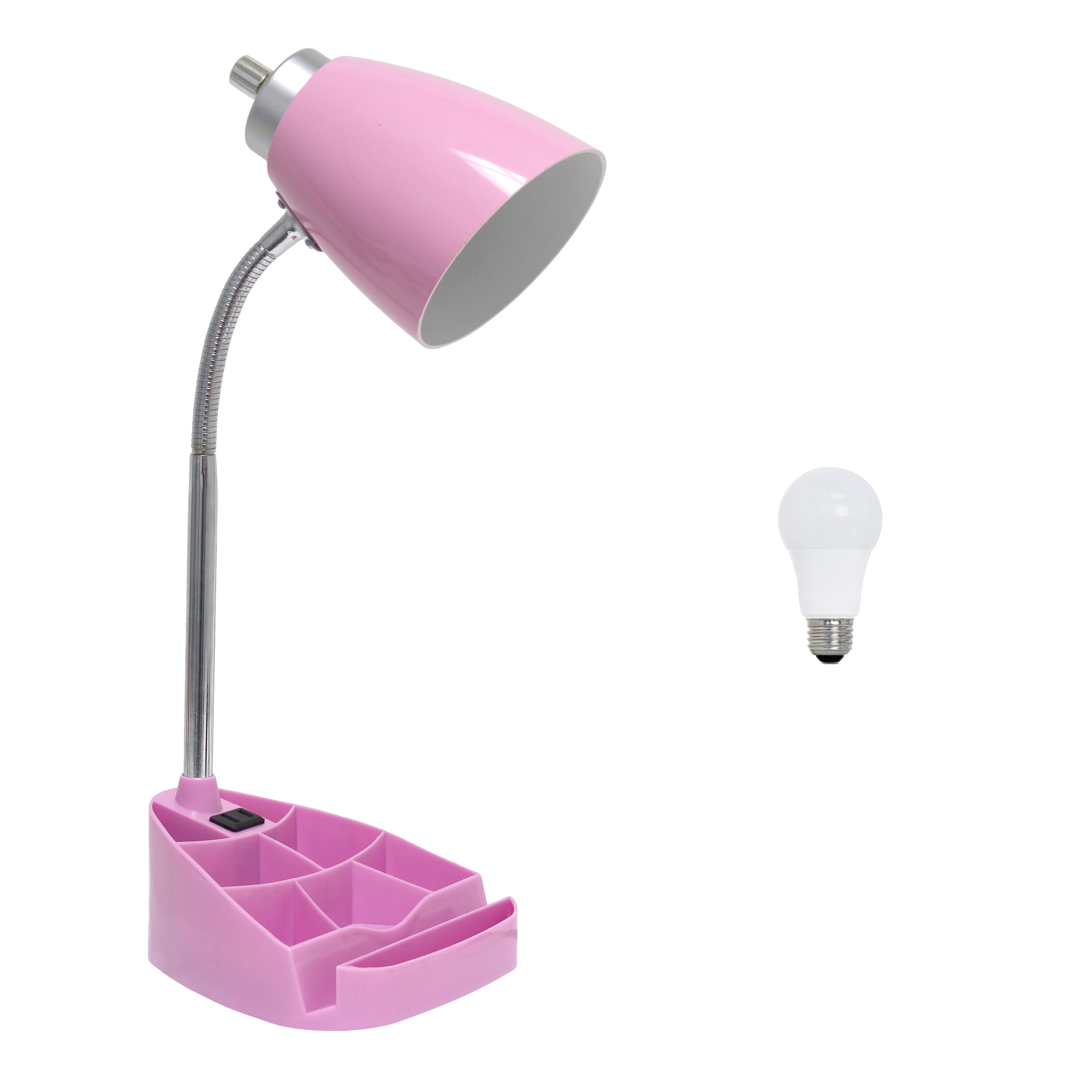 Plastic Gooseneck Desk Organizer Lamp – Charging Outlet & Tablet Stand - 6.50” x 6.50” x 18.50”