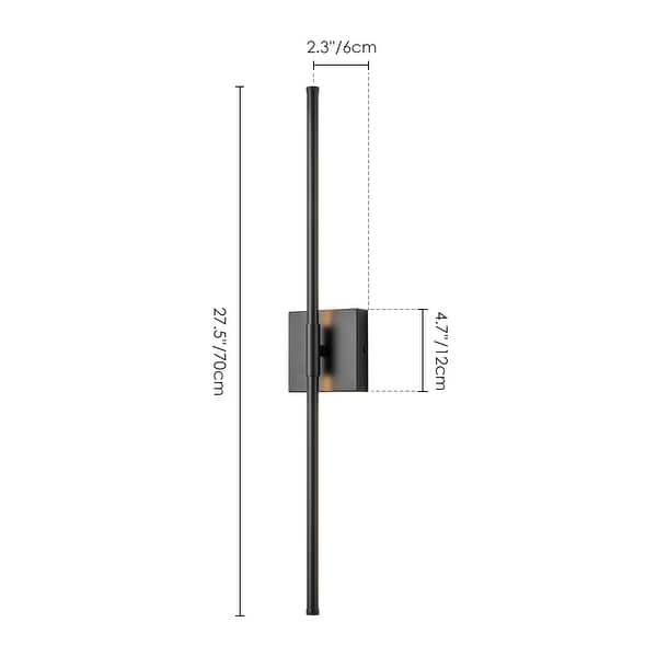 dimension image slide 4 of 13, 1-Light Black/ Gold/ Nickel Modern Long Linear Strip Wall Sconce Dimmable LED Bathroom Vanity Light