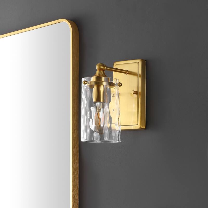SAFAVIEH Lighting Jobie 7-inch Glass Shade Wall Sconce with Bulbs (Set of 2) - 7 in. W x 4.5 in. D x 9.5 in. H
