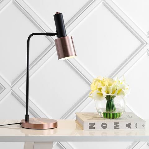 Roxy 22" Metal LED Task Table Lamp, Copper/Black by JONATHAN Y