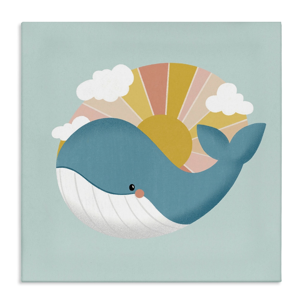 Stupell Whale & Sunshine Rays Canvas Wall Art Design By Sarah Hickman