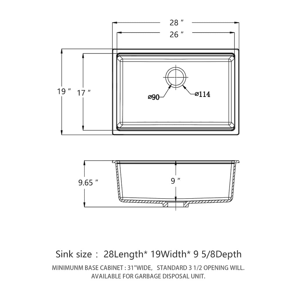 28" White Granite Composite Workstation Undermount Kitchen Sink with Drain, Bottom Grid & Roll-Up Drying Rack