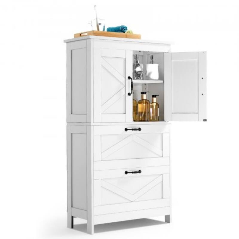 Bathroom Floor Cabinet with Doors, Drawers and Adjustable Shelf - 11.8 x 23.6 x 43.3 in