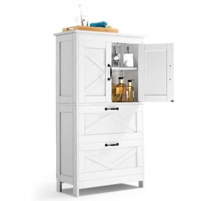 Bathroom Floor Cabinet with Doors, Drawers and Adjustable Shelf - 11.8 x 23.6 x 43.3 in