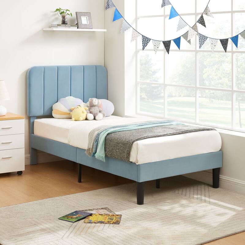 Javlergo Upholstered Bed Frames with Height-adjustable Headboard