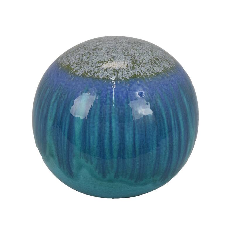 Mary Tabletop Accent Decor, Modern Round Orb, 10 Inch Blue Ceramic