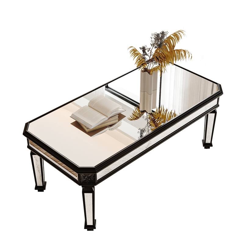 Modern Center Table Silver Mirrored Coffee Table for Living Room