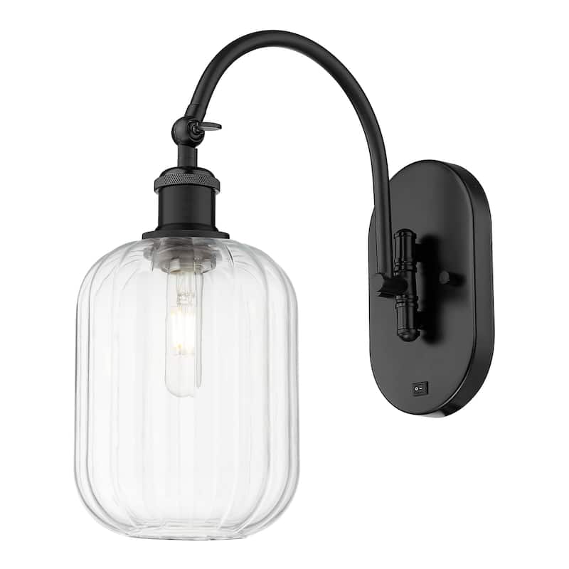 Innovations Lighting 918-1W-16-7 Preston Sconce Preston 16" Tall Wall - Matte Black / Clear