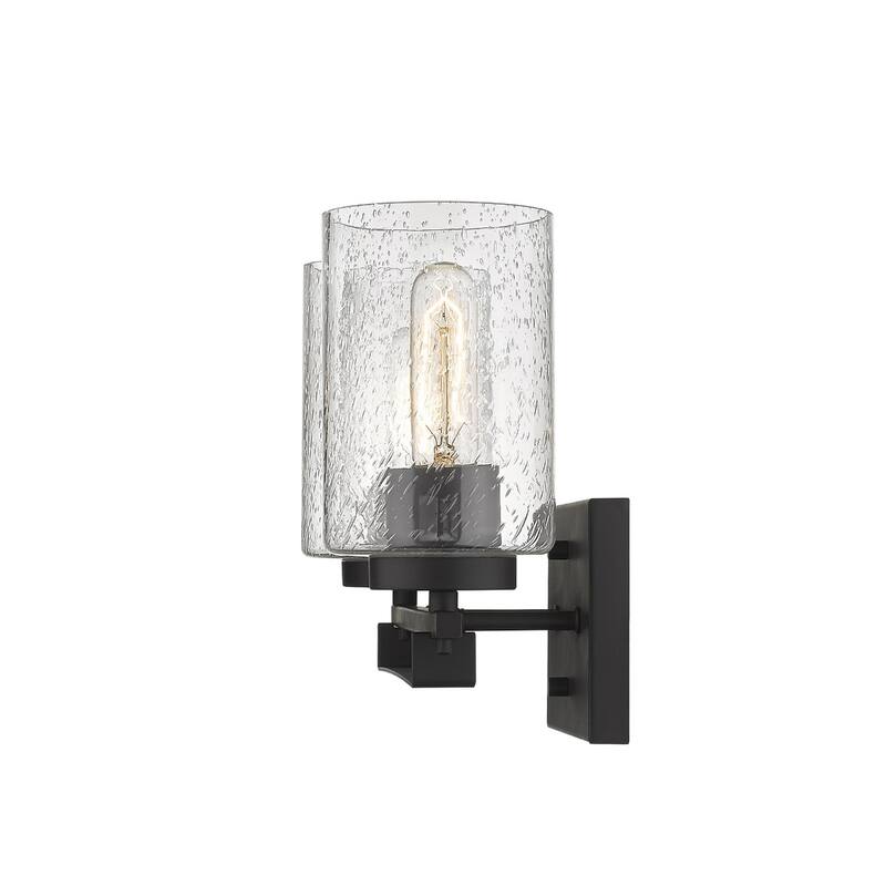 Modern Flush Mount Wall Light Fixture with Clear Bubble Glass Shade and LED Compatible for Bedroom