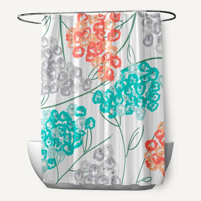 71 x 74-inch Hydrangeas Floral Print Shower Curtain - Blue