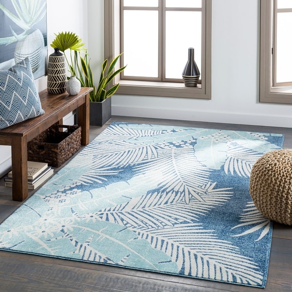 Outdoor store blue rug