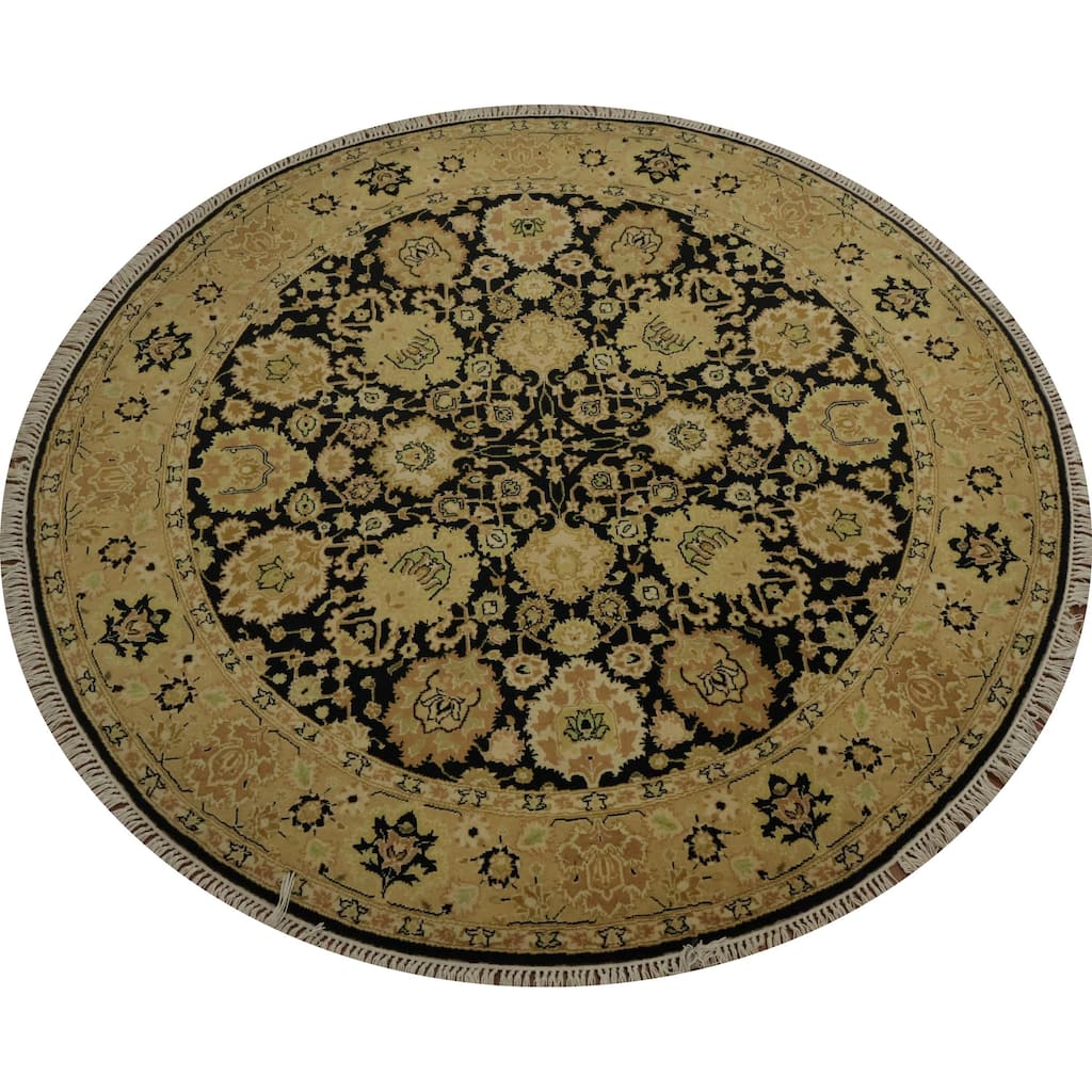 Hand Knotted Oriental 100% Wool Carpet Traditional All-Over Black Ziegler Area Rug - 4' 2'' X 4' 2''