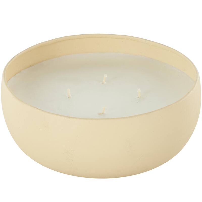 Beige, Black or Cream Metal Scented Textured 34oz 4 Wick Decorative Candle with White Wax