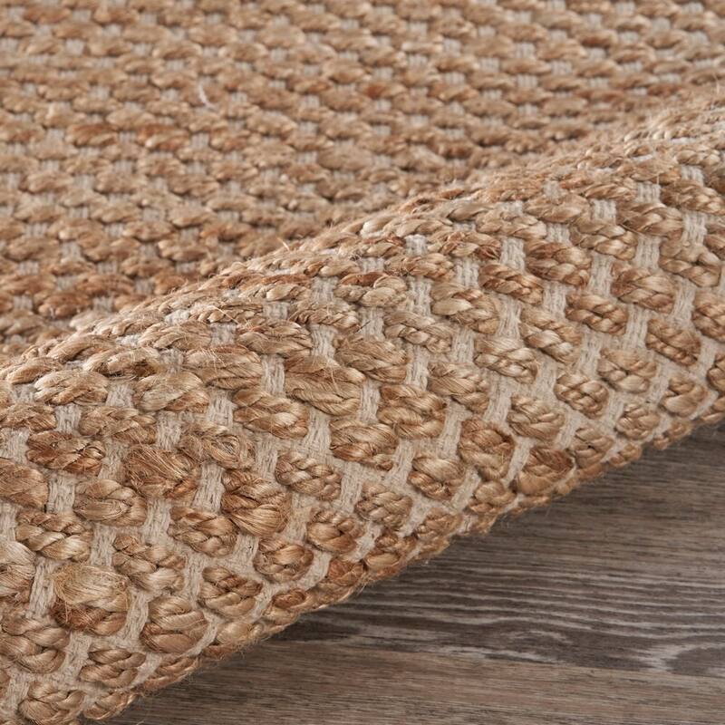 Sevita Organic Jute Bordered Area Rug, Tan and Off-White
