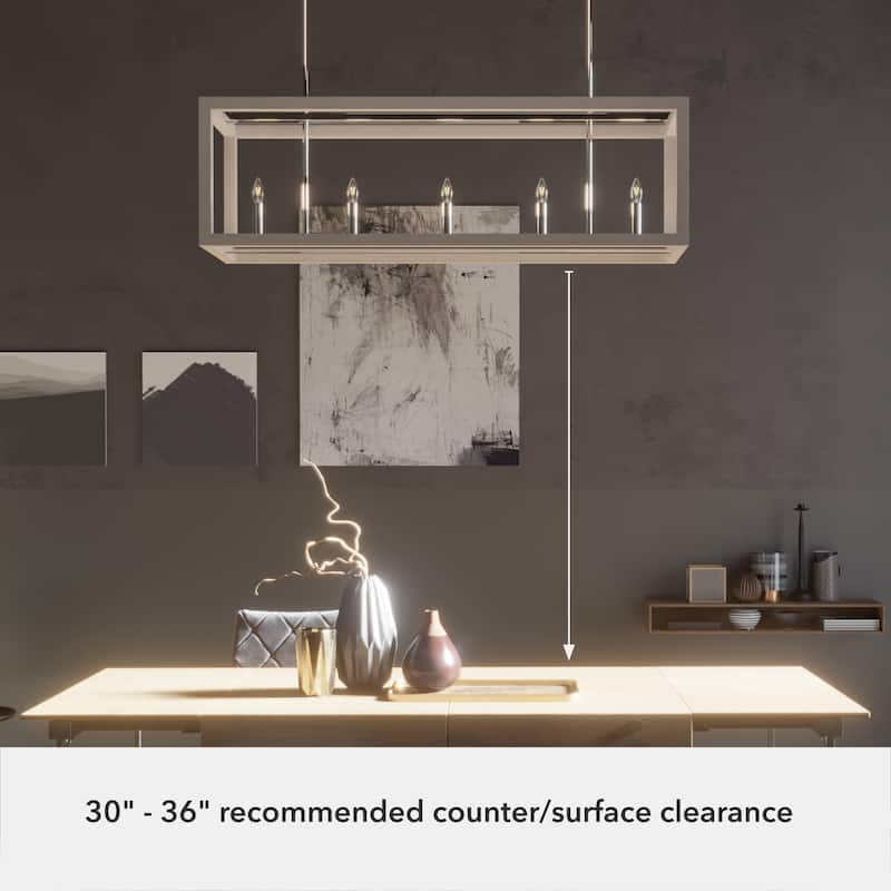 Hunter Squire Manor Linear Chandelier - Island, Dining Room - Candle, Caged - Modern Farmhouse, Transitional
