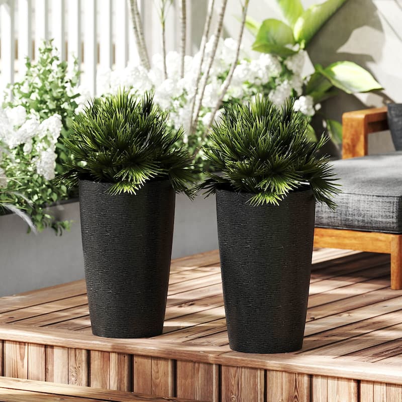 Costway 21" Tall Plastic Planters Set of 2 with Optional Drainage - See Details