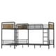 preview thumbnail 13 of 12, L-shape Quad Bunk Bed for 4 Kids Heavy Duty Metal Twin Bunk Bed Frame Detachable Triple Bunk Bed Can Be Divided Into 3 Twin Beds