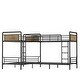 preview thumbnail 13 of 12, Quad Bunk Bed for 4 Kids, L-shape Metal Frame Twin Size Bunk Bed, Detachable Triple Bunk Bed, Separable Into 3 Twin Beds, Black