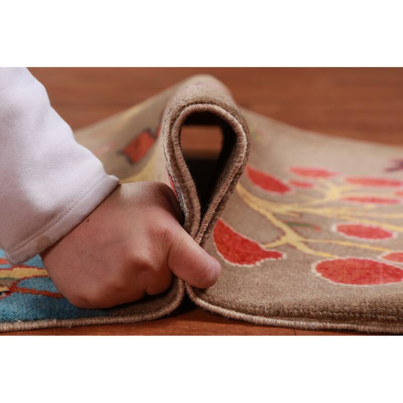 Traditional Brown Kazak Oriental Foyer Rug Hand-Knotted Wool Carpet - 2'0"x 3'0"