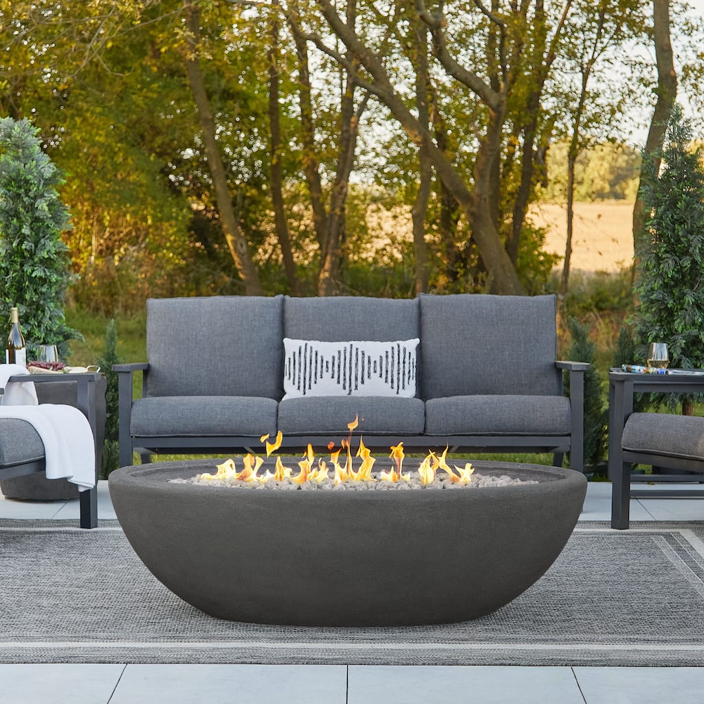 Riverside 58" Large Oval LP Fire Bowl in Shale by Real Flame