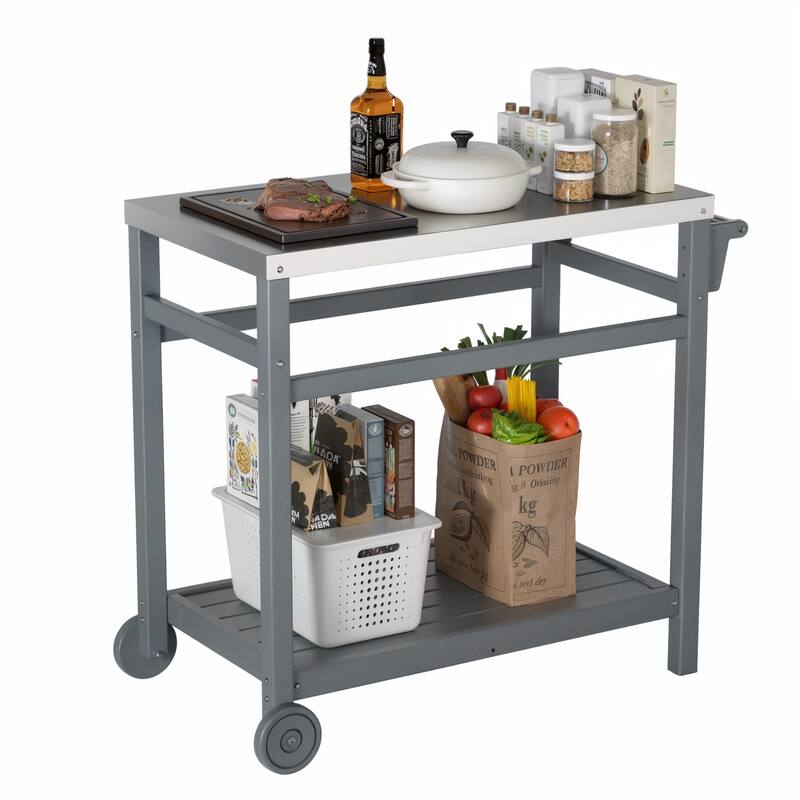 Multi-functional Outdoor Cart: Ideal for Pizza Ovens, Grilling, and Dining -RV carts - Grey