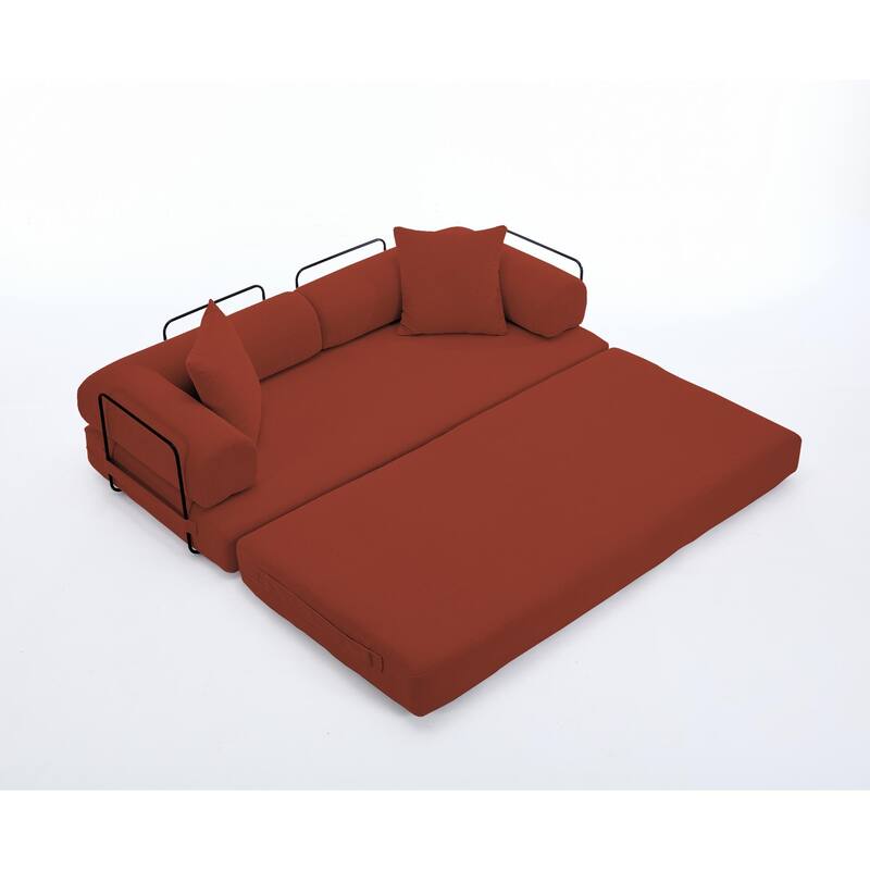 Corduroy Foldable Sofa Convertible into King Floor Bed w/ Non-Slip Pad