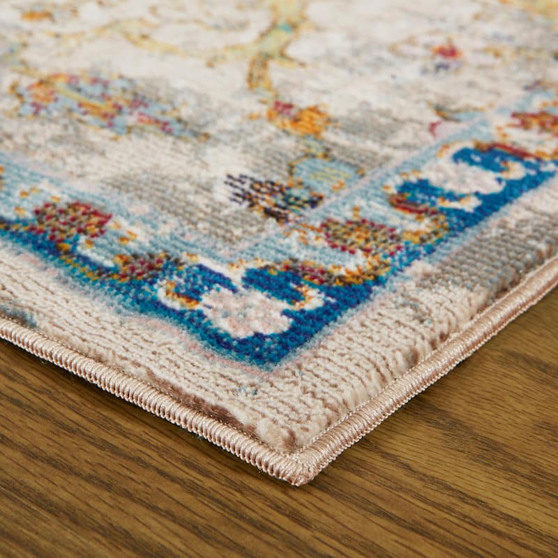 Sevita Lotus Floral Garden Gray Multicolor Oriental Rug