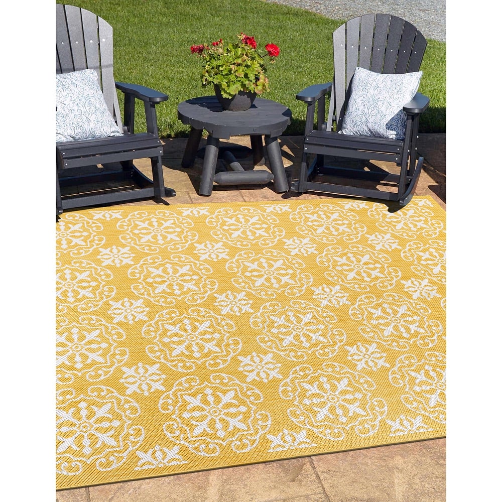 World Rug Gallery Transitional Geometric Textured Flat Weave Indoor/Outdoor Area Rug