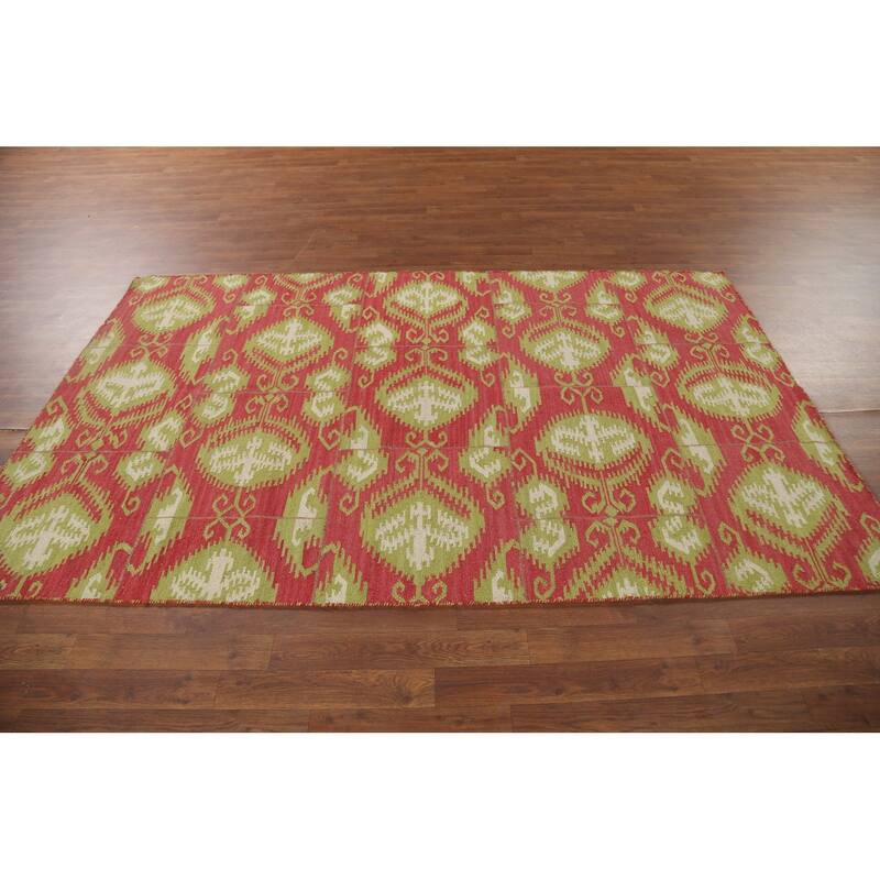 Flat Weave Kilim Indian Area Rug Hand-Knotted Wool Carpet - 4'10"x 7'11"