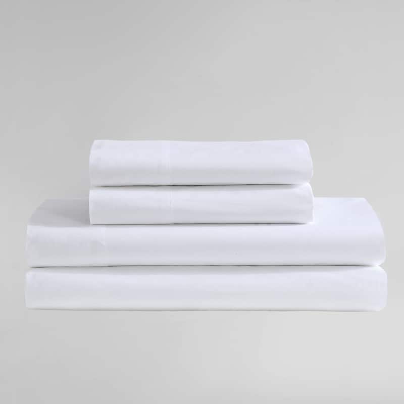 Calvin Klein Enhanced Cooling Solid Cotton Sheet Set - White - Queen