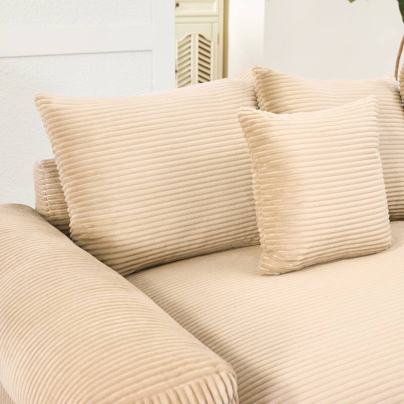 28 Inch Green Corduroy Ottoman with Extra-Wide Armrests and Durable High-Density Fabric for Comfortable Seating