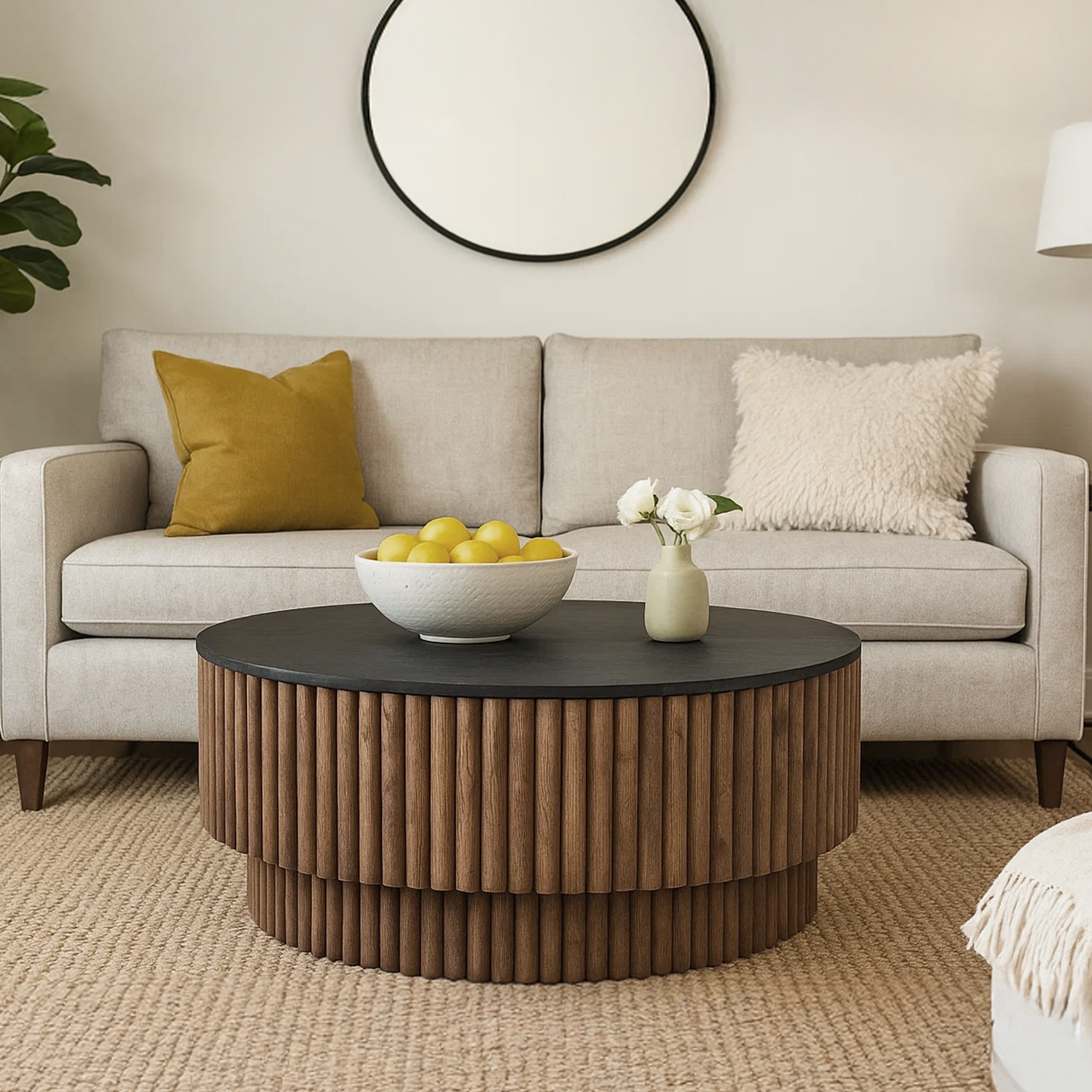 Montoya Brown and Black Mango Wood Coffee Table