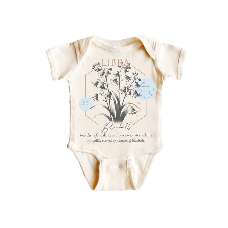 Libra Floral Celestial - Baby Boy Girl Clothes Infant Bodysuit Funny Cute Newborn - White - Newborn