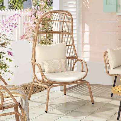 Moasis Outdoor Narrow Wicker Egg Chair Basket with Cushions