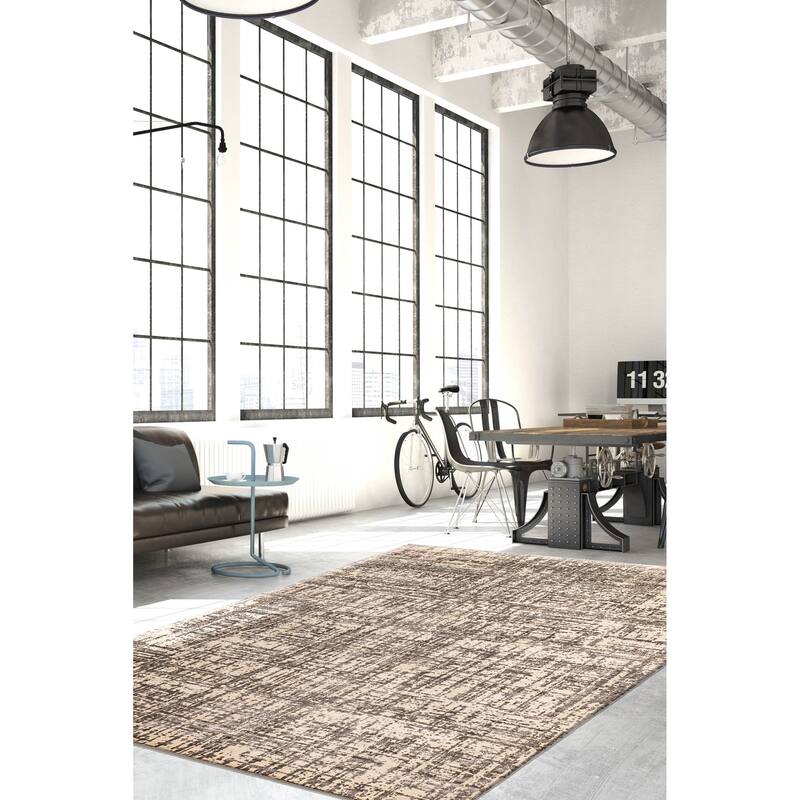 ECARPETGALLERY Hand-knotted Legacy Cream, Dark Grey Silk, Wool Rug - 8'11 x 11'10