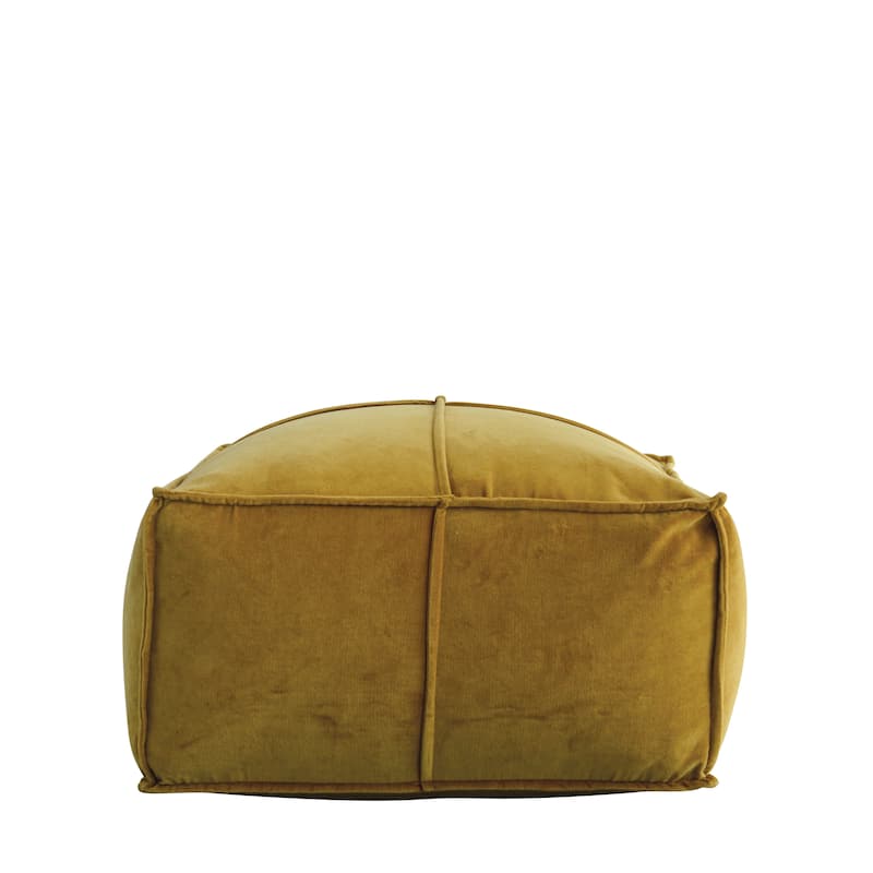 Square Cotton Velvet Pouf Seat - Goldenrod Yellow