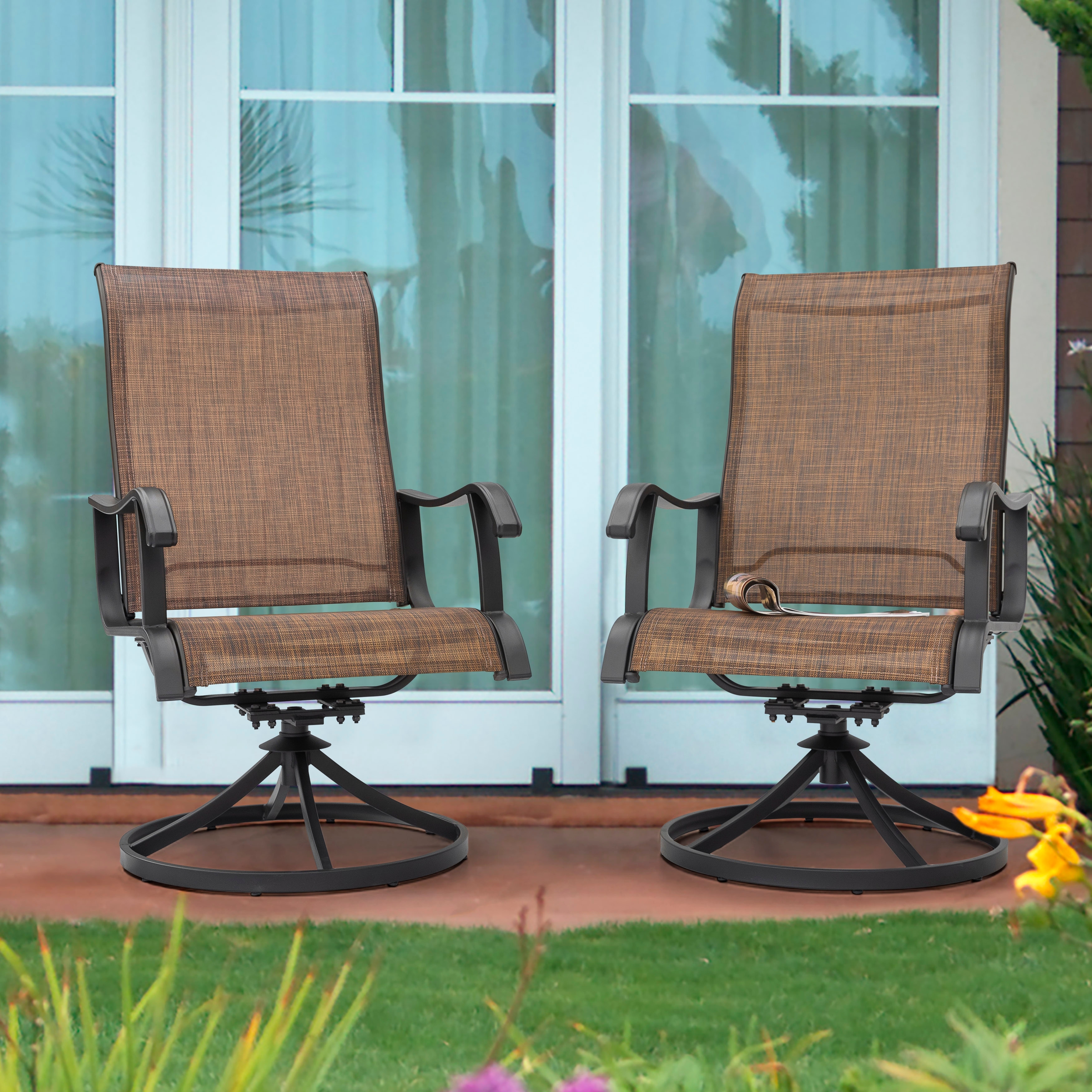 Nuu Garden Patio 2-Piece Textilene Dining Chairs, Smooth 360-Degree Swivel